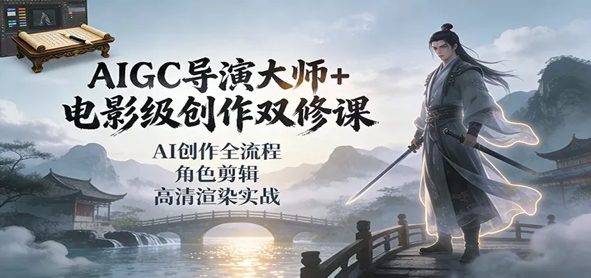 AIGC导演大师+电影级创作双修课：AI创作全流程、角色剪辑、高清渲染实战 - 网创在线