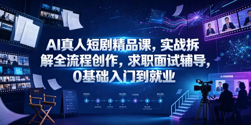 AI真人短剧精品课，实战拆解全流程创作，求职面试辅导，0基础入门到就业 - 网创在线