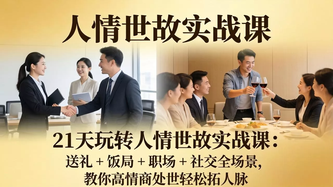 21 天玩转人情世故实战课：送礼 + 饭局 + 职场 + 社交全场景，教你高情商处世轻松拓人脉 - 网创在线