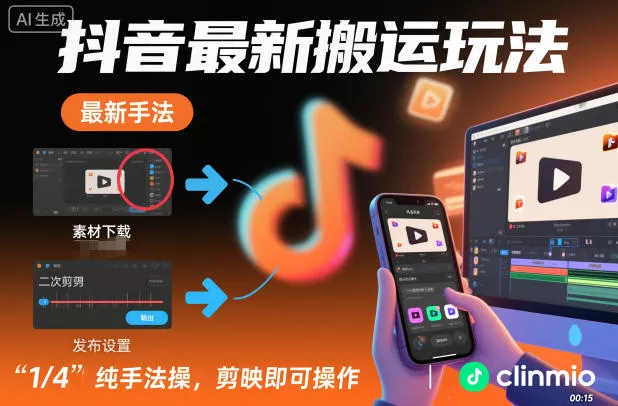 抖音最新搬运玩法，纯手法操作，剪映即可操作 - 网创在线