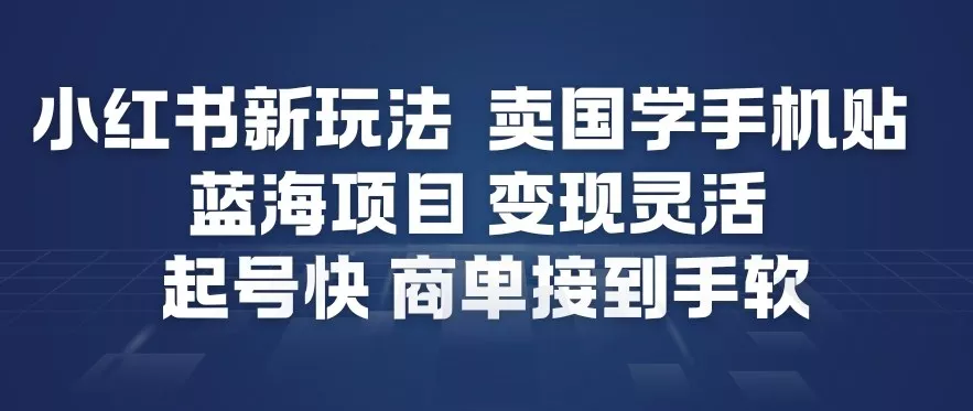 小红书新玩法，卖国学手机贴，蓝海项目，变现灵活，起号快，商单接到手软 - 网创在线