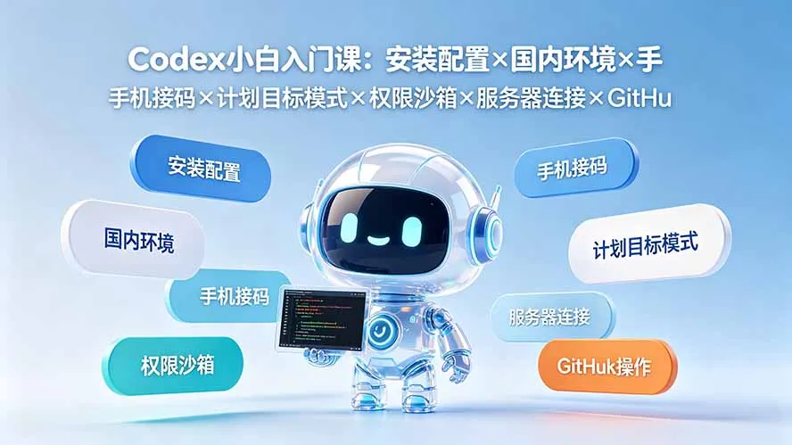 Codex小白入门课：安装配置×国内环境×手机接码×计划目标模式×权限沙箱×服务器连接×GitHub操作 - 网创在线