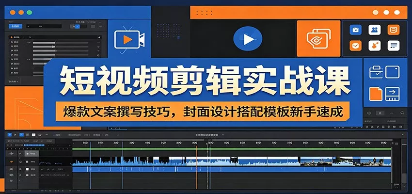 短视频剪辑实战课：爆款文案撰写技巧，封面设计搭配模板新手速成 - 网创在线