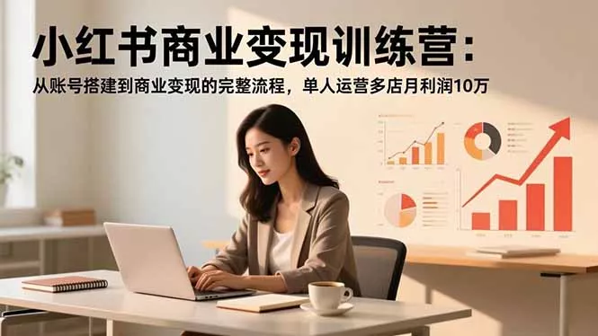 小红书商业变现训练营：从账号搭建到商业变现的完整流程，单人运营多店月利润10万 - 网创在线