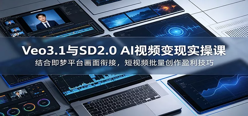 Veo3.1与SD2.0 AI视频变现实操课课：结合即梦平台画面衔接，短视频批量创作盈利技巧 - 网创在线