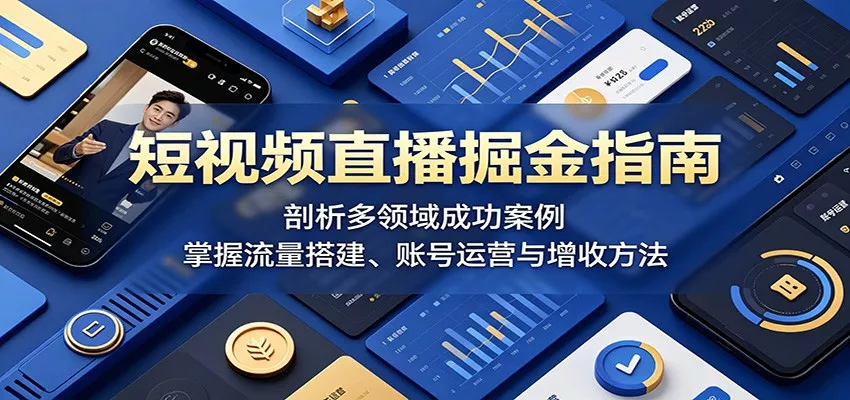短视频直播掘金指南：剖析多领域成功案例，掌握流量搭建、账号运营与增收方法 - 网创在线
