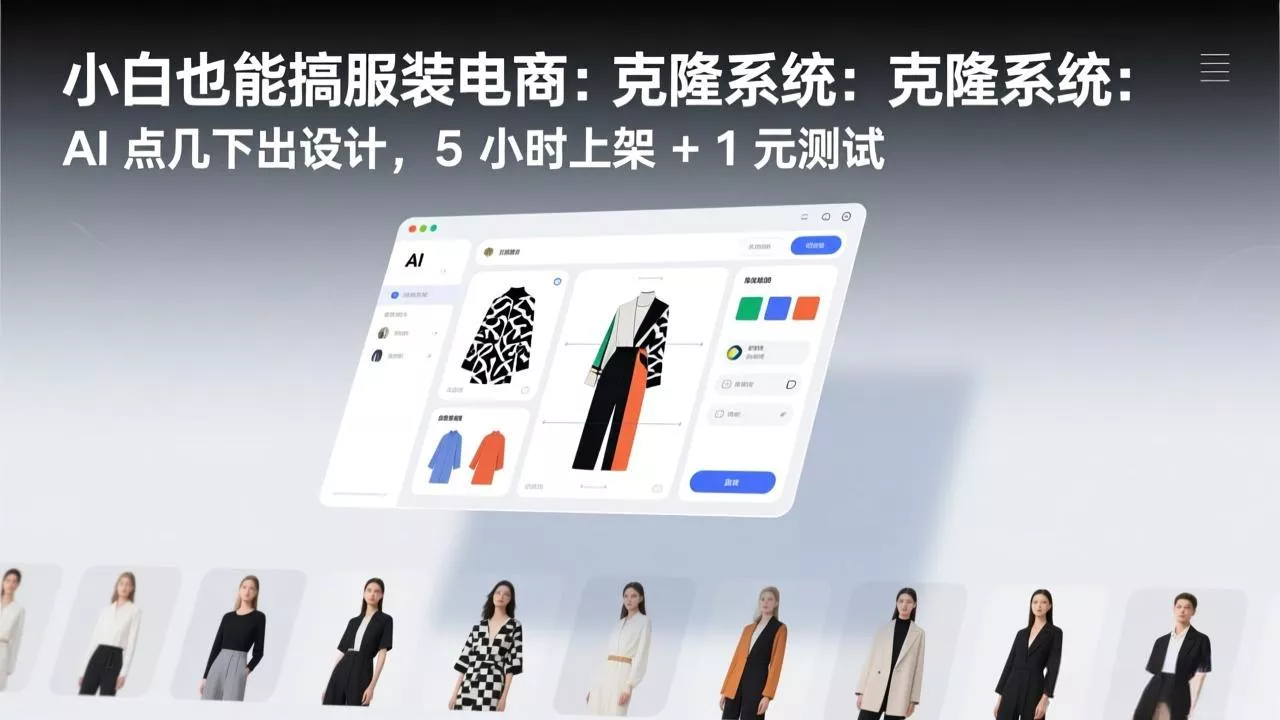 小白也能搞服装电商：克隆系统：AI 点几下出设计，5 小时上架 + 1 元测试 - 网创在线