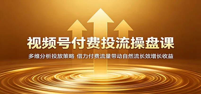视频号付费投流操盘课：多维分析投放策略，借力付费流量带动自然流长效增长收益 - 网创在线