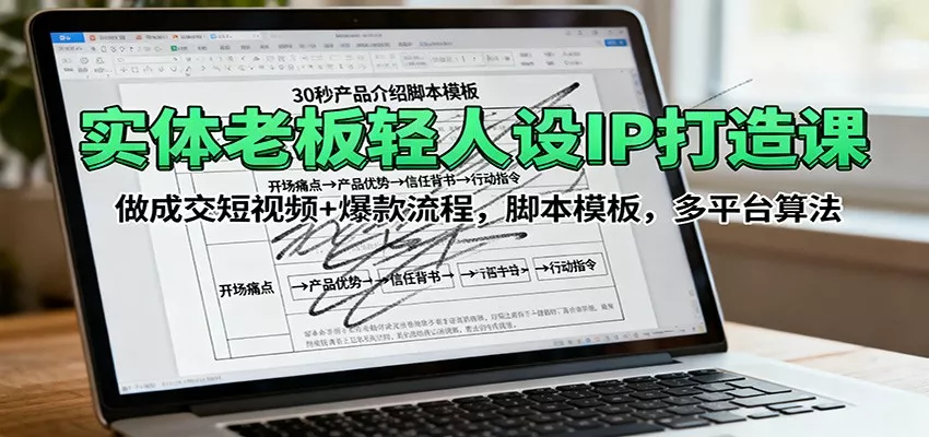 实体老板轻人设IP打造课：做成交短视频+爆款流程，脚本模板，多平台算法 - 网创在线
