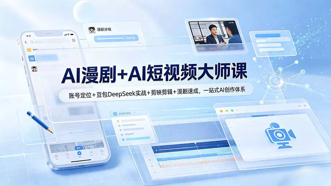 AI漫剧+AI短视频大师课：账号定位+豆包DeepSeek实战+剪映剪辑+漫剧速成，一站式AI创作体系 - 网创在线