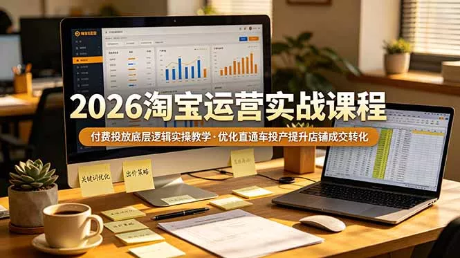 2026 淘宝运营实战课程，付费投放底层逻辑实操教学，优化直通车投产提升店铺成交转化 - 网创在线
