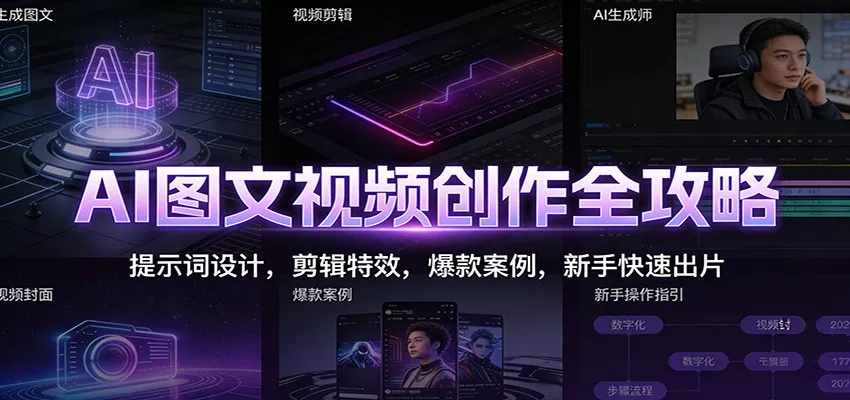 AI图文视频创作全攻略：提示词设计，剪辑特效，爆款案例，新手快速出片 - 网创在线