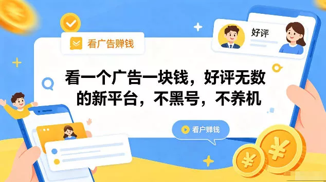 看一个广告一块钱，好评无数的新平台，不黑号，不养机，一部手机一天撸几十，可矩阵【揭秘】 - 网创在线