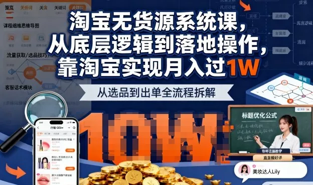 2025最新淘宝无货源系统课，从底层逻辑到落地操作，靠淘宝实现月入过1W - 网创在线