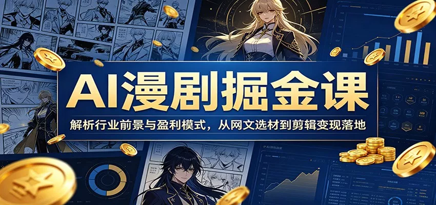 AI漫剧掘金课：解析行业前景与盈利模式，从网文选材到剪辑变现落地 - 网创在线