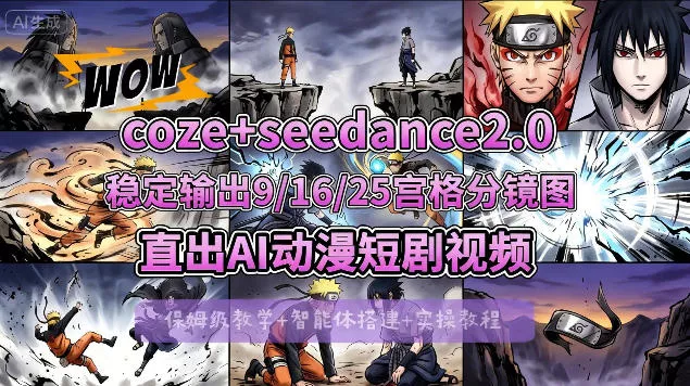 [COZE搭建教学]COZE+即梦Seedance 2.0稳定输出9-16-25宫格分镜图直出AI漫剧视频 - 网创在线