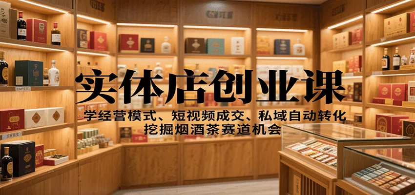 实体店创业课：学经营模式、短视频成交、私域自动转化，挖掘烟酒茶赛道机会 - 网创在线