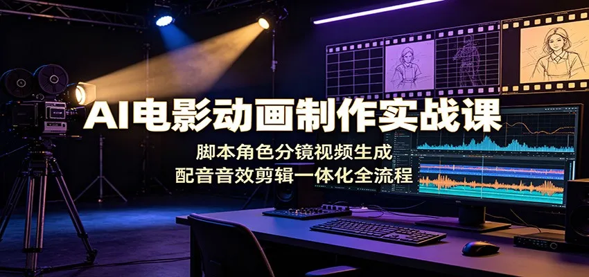 AI电影动画制作实战课：脚本角色分镜视频生成，配音音效剪辑一体化全流程 - 网创在线