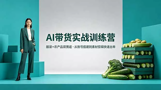 AI带货实战训练营，服装+农产品双赛道，从账号搭建到素材剪辑快速出单 - 网创在线