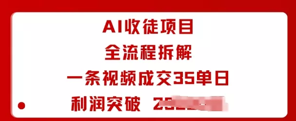 AI收徒项目全流程拆解一条视频成交35单日利润突破1k+ - 网创在线