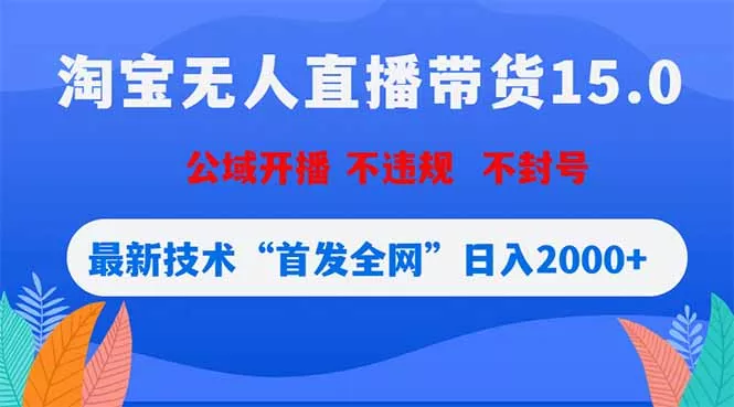 淘宝无人直播带货15.0，不封号，不违规，公域玩法，首发全网日入2000+ - 网创在线