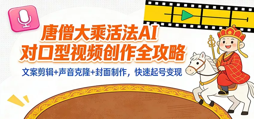 “大乘活法”AI对口型视频创作全攻略：文案剪辑+声音克隆+封面制作，快速起号变现 - 网创在线