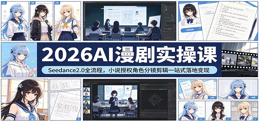 2026AI漫剧实操课：Seedance2.0全流程，小说授权角色分镜剪辑一站式落地变现 - 网创在线