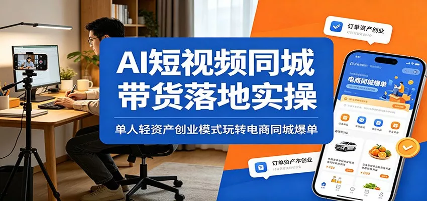 AI短视频同城带货落地实操：单人轻资产创业模式玩转电商同城爆单 - 网创在线