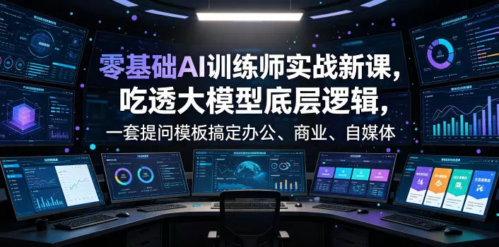 零基础AI训练师实战课，吃透大模型底层逻辑，一套提问模板搞定办公、商业、自媒体、设计、生活全场景AI落地应用 - 网创在线
