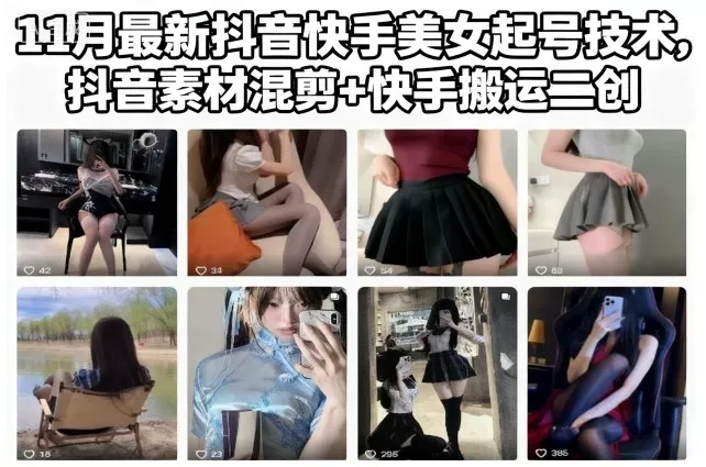 11月最新抖音快手美女起号技术，抖音素材混剪+快手搬运二创 - 网创在线