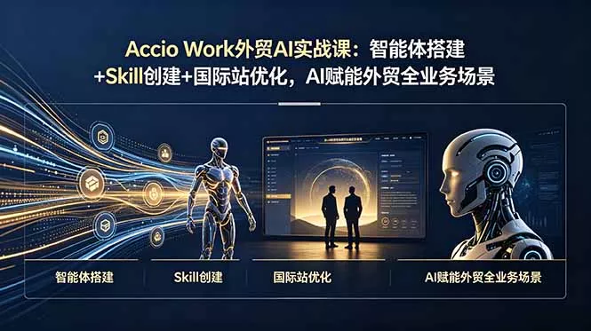 Accio Work外贸AI实战课：智能体搭建+Skill创建+国际站优化，AI赋能外贸全业务场景 - 网创在线