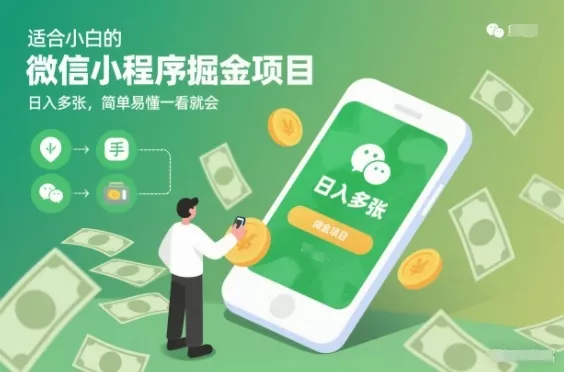 适合小白的微信小程序掘金项目，日入多张，简单易懂一看就会【揭秘】 - 网创在线