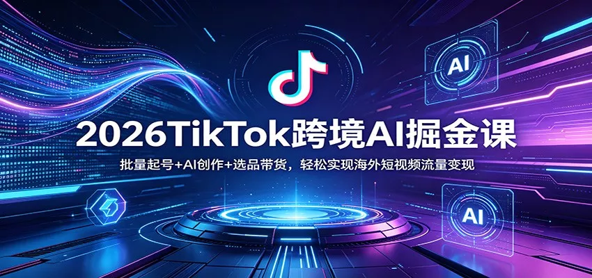 2026TikTok跨境AI掘金课：批量起号+AI创作+选品带货，轻松实现海外短视频流量变现 - 网创在线
