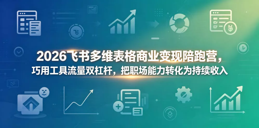 2026飞书多维表格商业变现陪跑营，巧用工具流量双杠杆，把职场能力转化为持续收入 - 网创在线