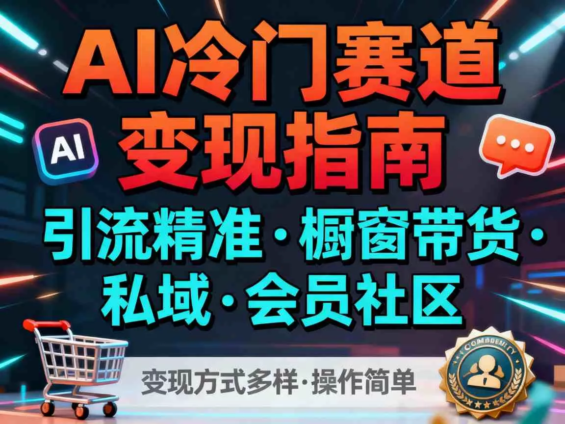 AI冷门赛道，引流精准，橱窗带货+私域+会员社区，变现方式多样，操作简单 - 网创在线
