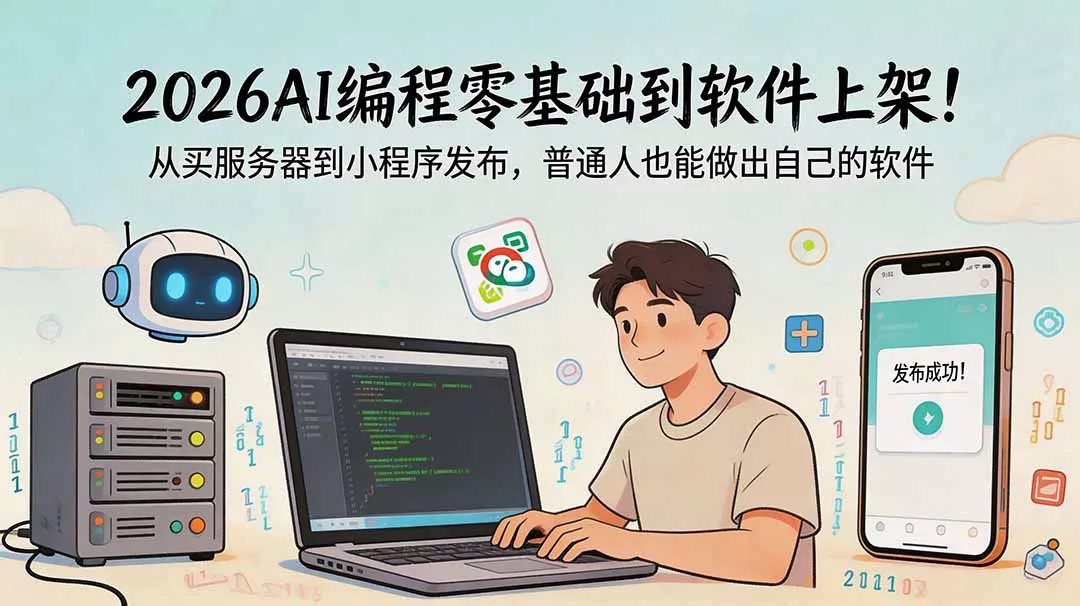2026AI编程零基础到软件上架！从买服务器到小程序发布，普通人也能做出自己的软件 - 网创在线