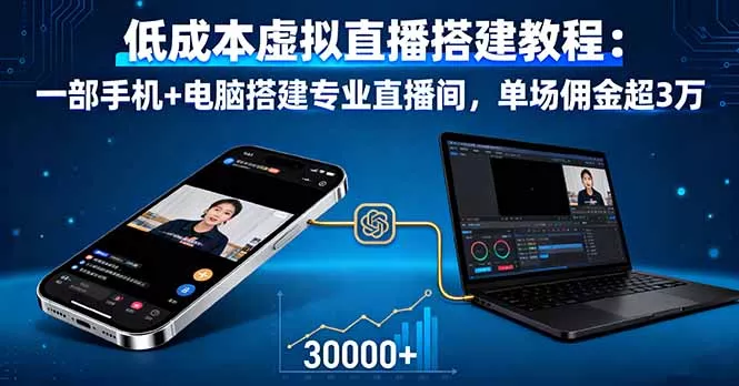低成本虚拟直播搭建教程：一部手机+电脑搭建专业直播间，单场佣金超3万 - 网创在线