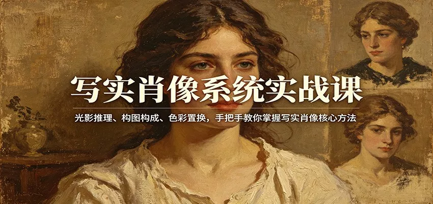 写实肖像系统实战课：光影推理、构图构成、色彩置换，手把手教你掌握写实肖像核心方法 - 网创在线