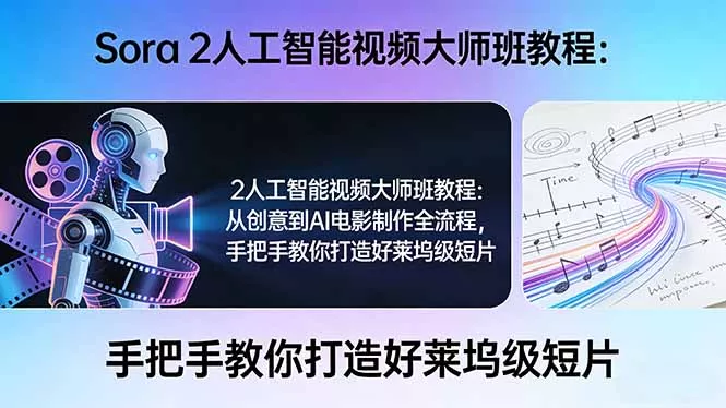 Sora 2人工智能视频大师班教程：从创意到AI电影制作全流程，手把手教你打造好莱坞级短片 - 网创在线