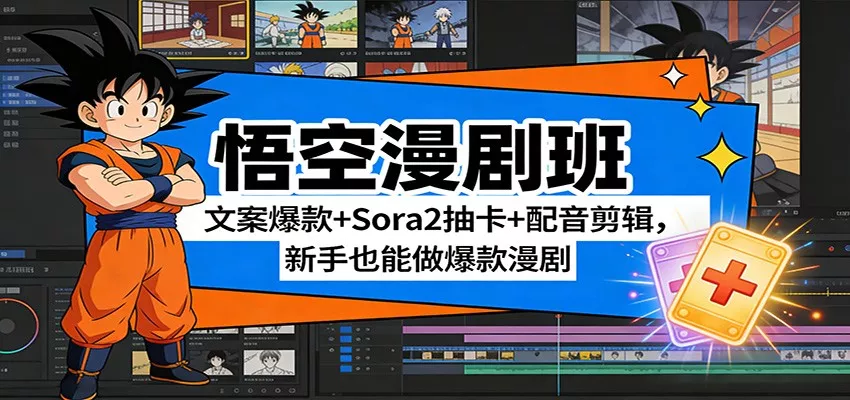 悟空漫剧班：文案爆款+Sora2抽卡+配音剪辑，新手也能做爆款漫剧 - 网创在线