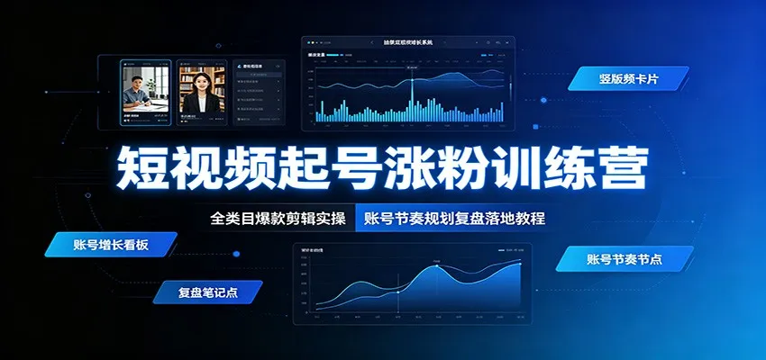 短视频起号涨粉训练营：全类目爆款剪辑实操，账号节奏规划复盘落地教程 - 网创在线