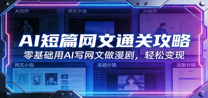 AI短篇网文通关攻略：零基础用AI写网文做漫剧，轻松变现 - 网创在线