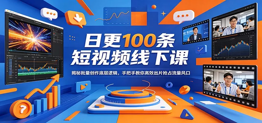 日更100条短视频线下课：揭秘批量创作底层逻辑，手把手教你高效出片抢占流量风口 - 网创在线