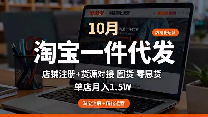 淘宝一件代发精细化运营-10月：店铺注册+货源对接+零囤货，单店月入1.5w - 网创在线
