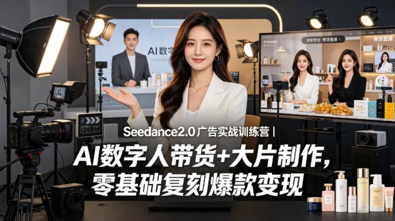 Seedance2.0广告实战训练营｜AI数字人带货+大片制作，零基础复刻爆款变现 - 网创在线