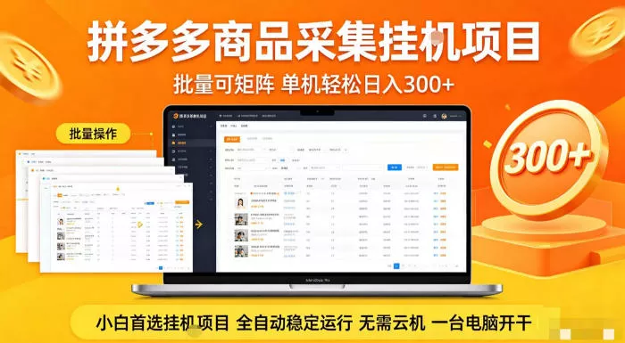 拼多多商品信息全自动采集项目，批量可矩阵，单机轻松日入300+，无需云机一台电脑开干【揭秘】 - 网创在线