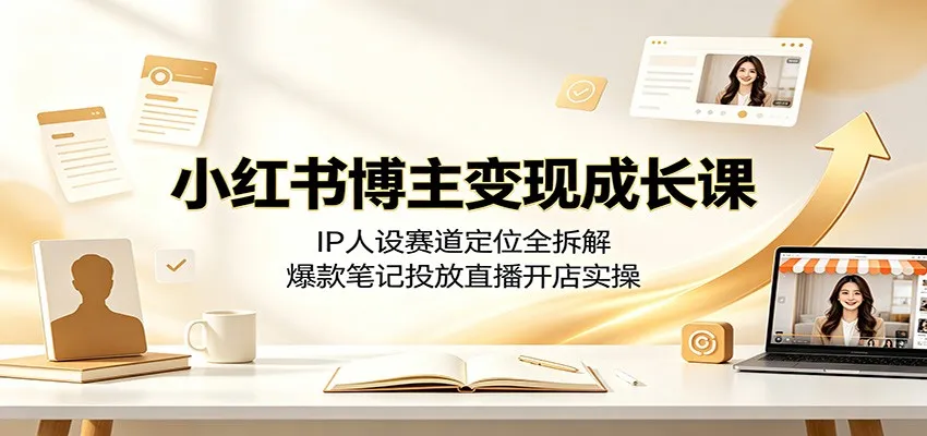 小红书博主变现成长课：IP人设赛道定位全拆解，爆款笔记投放直播开店实操 - 网创在线