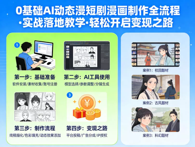 0基础AI动态漫短剧漫画制作全流程，实战落地教学，轻松开启变现之路 - 网创在线