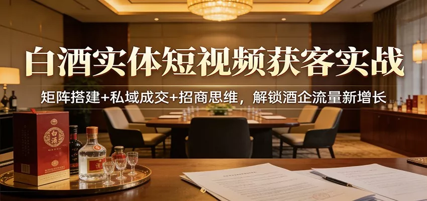 白酒实体短视频获客实战：矩阵搭建+私域成交+招商思维，解锁酒企流量新增长 - 网创在线