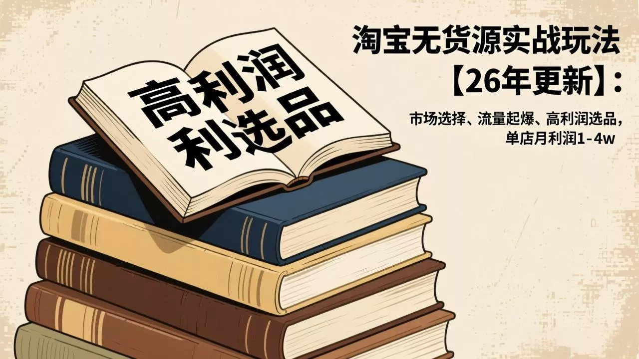 淘宝无货源实战玩法【26年更新】：市场选择、流量起爆、高利润选品，单店月利润1-4w - 网创在线